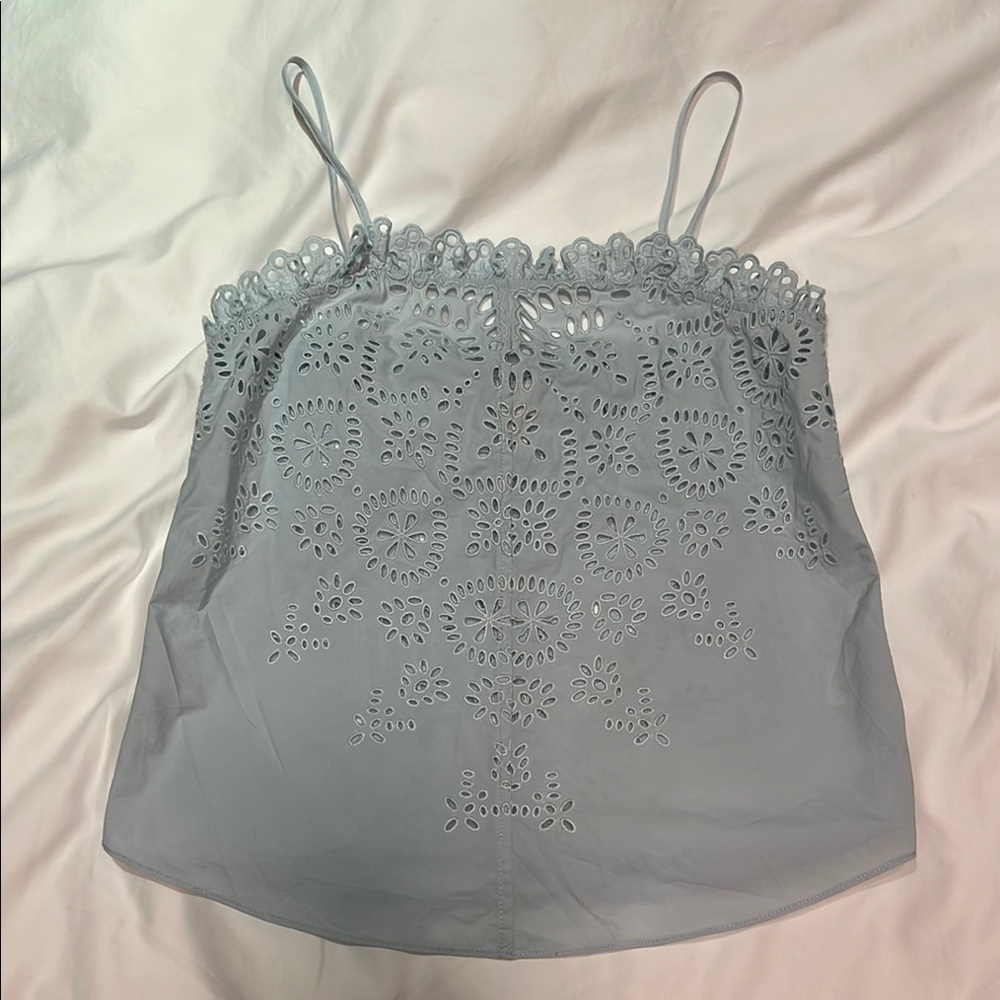 La Vie by Rebecca Taylor Light Blue Eyelet Lace Cami Top
